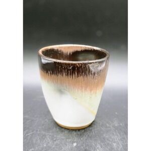 Vintage Peter Pots Pottery Brown‎ Open Sugar Bowl Spooner 3.5" Pinched